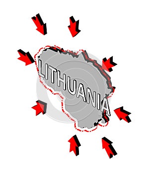 Lithuania closes borders, quarantine, protection against coronavirus. Ban on crossing borders. Vector isometric image of Lithuania