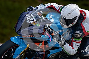 Lithuania, Kaunas 05-06-2021 closeup portrait of a biker front view