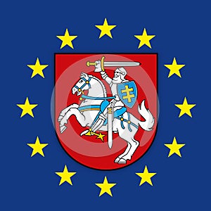 Lithuania coat of arms on the European Union flag