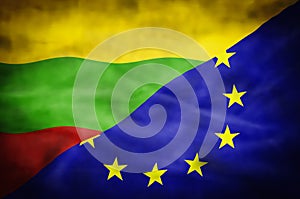Lithuania and European Union mixed flag.