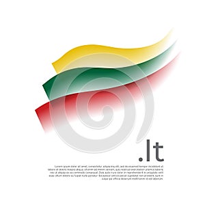 Lithuania flag watercolor. Stripes colors of lithuanian flag on white background. Vector stylized design national poster with .lt