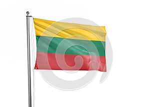 Lithuania flag waving isolated on white 3D illustration