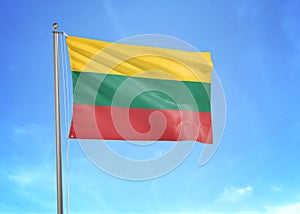 Lithuania flag waving sky background 3D illustration