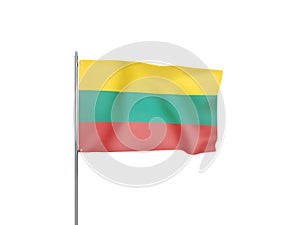 Lithuania flag waving white background 3D illustration