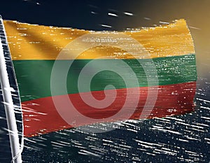 Lithuania Flag Waving on the wind