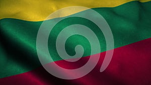 Lithuania flag waving in the wind. National flag of Lithuania. Sign of Lithuania. 3d rendering