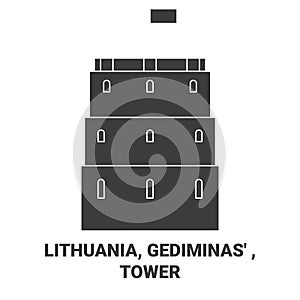 Lithuania, Gediminas' , Tower travel landmark vector illustration