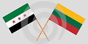 Lithuania and Interim Government of Syria. The Lithuanian and Coalition flags. Official colors. Correct proportion. Vector