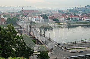 Lithuania. Kaunas Old Town in the fog