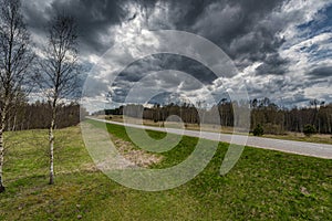 Lithuania Landscape and Nature with Cloudy Sky. Lithuania Russia Border in Background. photo