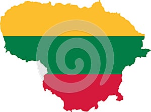 Lithuania map with flag