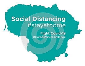 Lithuania map with Social Distancing #stayathome tag