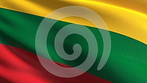 Lithuania national flag blowing in the wind isolated. Official patriotic abstract design. 3D rendering illustration of waving sign