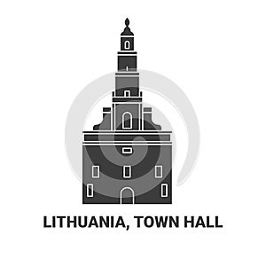 Lithuania, Town Hall, travel landmark vector illustration