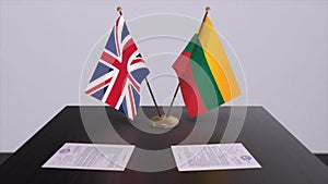 Lithuania and UK flag. Politics concept, partner deal beetween countries. Partnership agreement of governments 3D