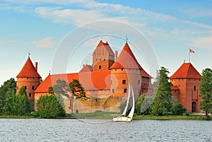 Lithuania. View on Trakai castle across lake photo