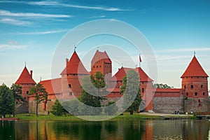 Lithuania. View on Trakai castle across lake