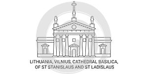 Lithuania, Vilnius, Cathedral Basilica, Of St Stanislaus And St Ladislaus travel landmark vector illustration