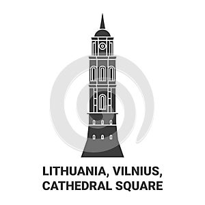 Lithuania, Vilnius, Cathedral Square travel landmark vector illustration