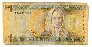 Lithuanian banknote at 1 litas, 1994