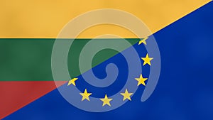 Lithuanian and Europe flag. Brexit concept of Lithuania leaving European Union