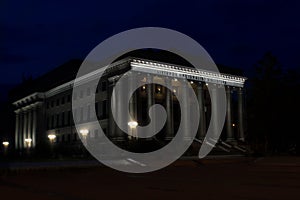 Lithuanian National Library at night