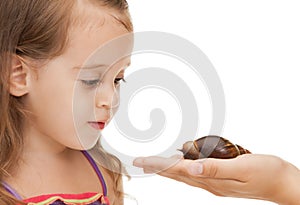 Litle girl with snail