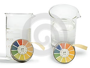 Litmus paper and beaker