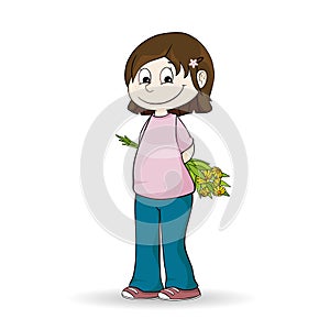 Littel girl with flowers