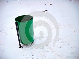Litter can and snow