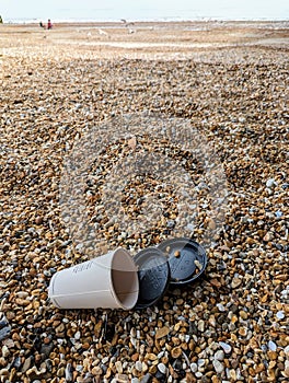 Litter waste discarded on the beach