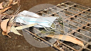 Littered face mask. Increasing number of face masks impact on the environment