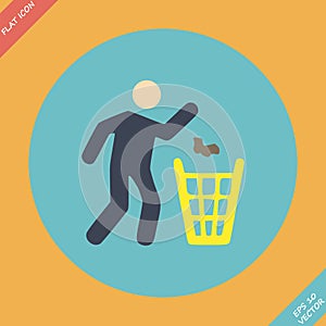 Littering sign icon - vector illustration. Flat