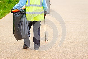 Litterpicker working to keep streets clean
