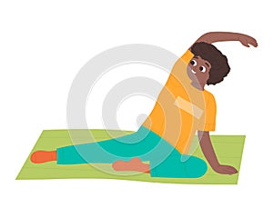 Little african boy in stretching pose