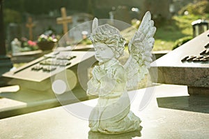 Little angel on grave