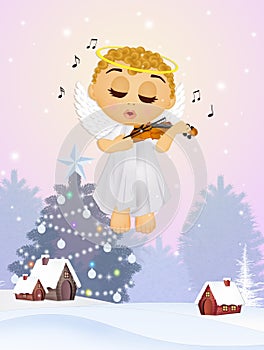Little angel plays the violin