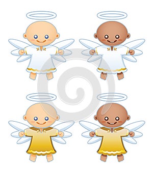 Little angels in white and gold robes