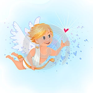 Little angle.Cupid with heart.Valentine.