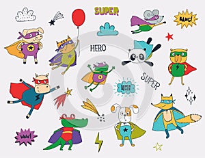 Little animals in superhero costumes