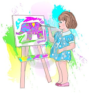 Little artist to the section of children`s drawing