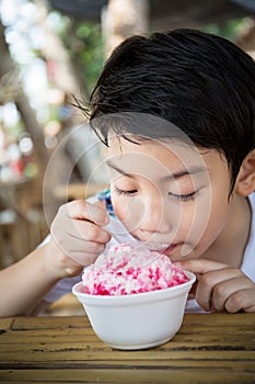 Little asian child with ice cream