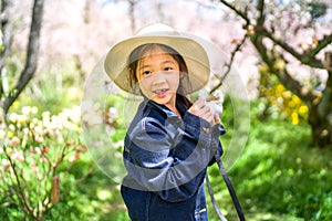 Little Asian Girl Holding Camera Taking Photo on Travelling Trip During Vacation