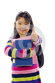 Little Asian Student- Thumbs up!