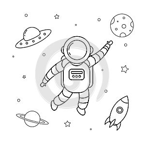 Little Astronaut and outer space outline