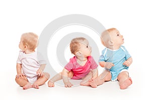 Little babies are playing over white background