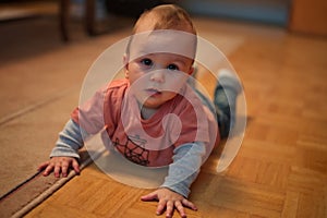 Little baby boy crawling