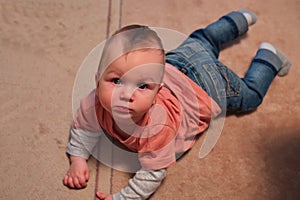 Little baby boy crawling