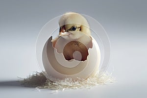Little baby chick hatching out of his egg