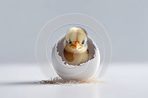 Little baby chick hatching out of his egg